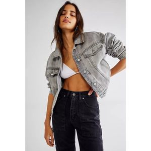 Free People x CLOSED Elin Cropped Organic Cotton Denim Trucker Jacket